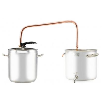 Aparat de distilare din inox 17L cu serpentină din cupru, set cu vas răcire 25L