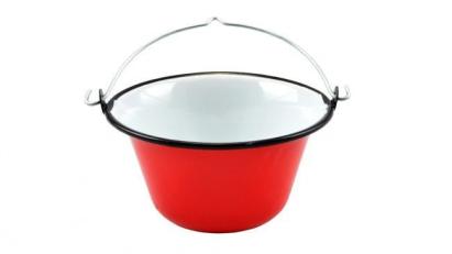 Ceaun emailat rosu 0,8 L pentru servire, cu maner metalic