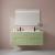 Set mobilier baie Leziter Trent 120 cm cu lavoar dublu si oglinda, verde deschis