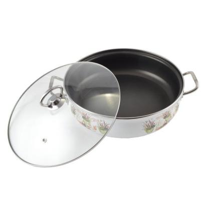 Cratiță emailată pentru prăjit 26 cm, 2 L, cu capac din sticlă - Perfect Home