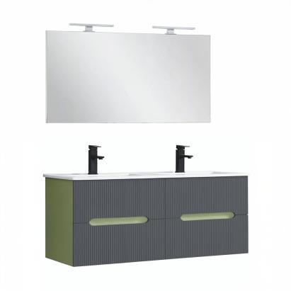 Set mobilier de baie Leziter Trent 120 cm cu lavoar ceramic si oglinda 120x60