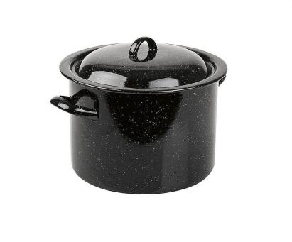 Oală emailată neagră 20 L cu capac, 36 cm, pentru gătit și conserve