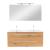 Set mobilier baie Leziter Vario Clam 120 cm, stejar alb, suspendat cu lavoar si oglinda