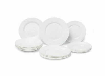 Set servicii de masă Luminarc Cadix, 19 piese din sticlă călită albă