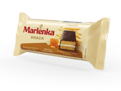 Snack Marlenka clasic cu miere si nuca, 50 g – desert rapid pentru pauze