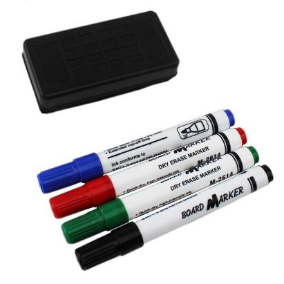 Set 4 markere whiteboard Procart cu burete, uscare rapidă, vârf 1,3 mm