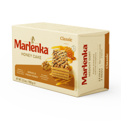 Tort Marlenka clasic cu miere si nuci, 100 g – desert moale, gata de savurat