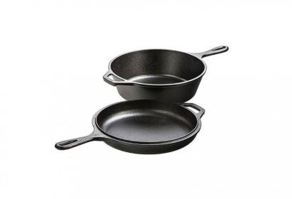 Oală-tigaie din fontă 2 în 1 cu capac, 26,5 cm, Perfect Home