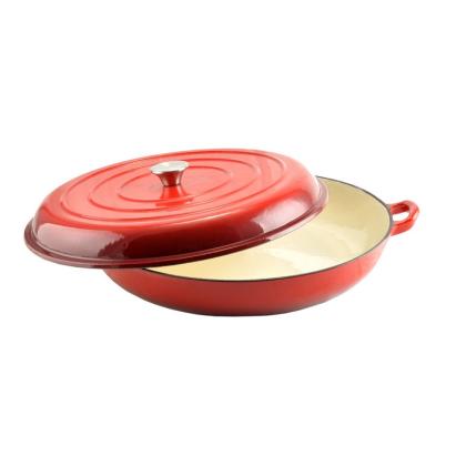 Cratiță din fontă emailată cu capac, 40 cm, 5 L – Perfect Home, roșie