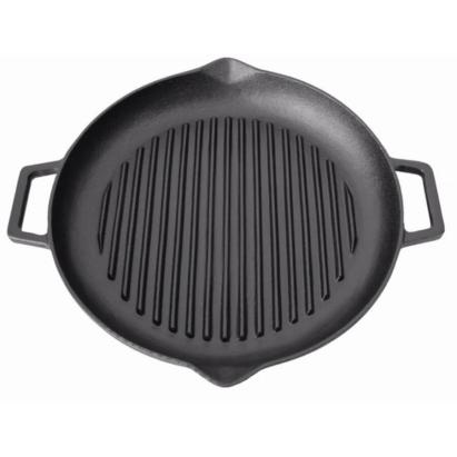 Tigaie grill din fontă 31 cm cu mânere, Perfect Home