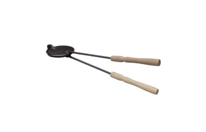 Presă din fier pentru prăjit slănină 17 cm, cu mânere lungi din lemn