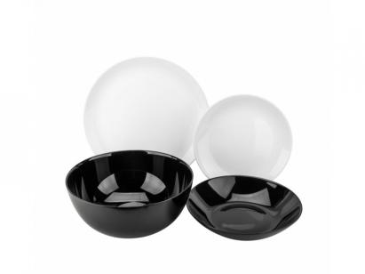 Set de masă Luminarc Diwali alb-negru, 19 piese pentru 6 persoane