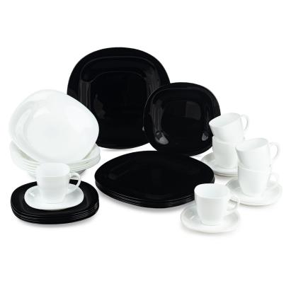 Set de masă din porțelan Luminarc Carine Black & White, 30 piese, 6 persoane