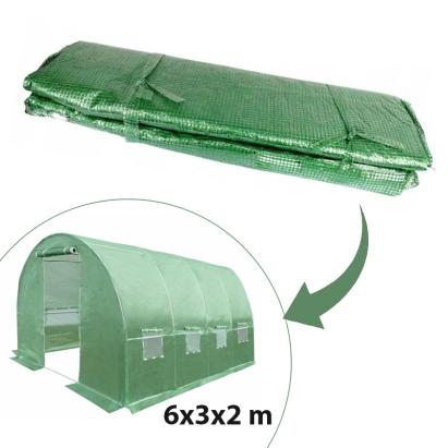Folie de schimb pentru solar tunel 6x3x2 m, PE 140 g/mp, 8 ferestre, filtru UV