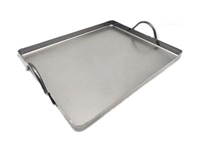 Tavă din oțel lustruit 40x40 cm cu mânere, pentru servire și bucătărie