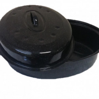 Tavă eliptică emailată cu capac pentru rață, 38 cm – coacere uniformă