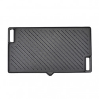 Plită pentru grătar din fontă, 2 fețe (netedă/striată), 45x25 cm