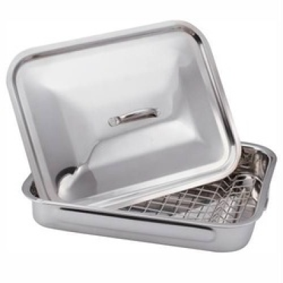 Tavă din inox cu capac și raft, 37×28,5 cm, Perfect Home