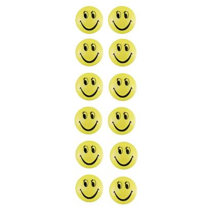 Set 12 magneți Smiley galbeni pentru tablă magnetică, diametru 30 mm