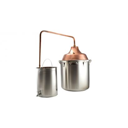 Set cazan de distilare cupru-inox 92L cu termometru si vas de racire 30L