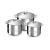 Set de oale din inox Perfect Home 24/26/28 cm, cu capace din sticla