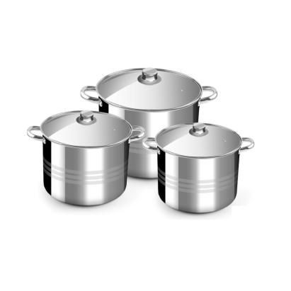 Set de oale din inox Perfect Home 24/26/28 cm, cu capace din sticla