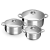 Set 3 cratite din inox Perfect Home 20/24/26 cm cu capace din sticla