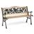 Bancă de grădină 3 persoane din lemn și oțel, spătar floral, 125 cm