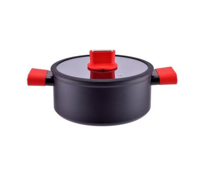 Cratiță antiaderentă din aluminiu 24 cm, 5 L, pentru inducție, cu capac de sticlă