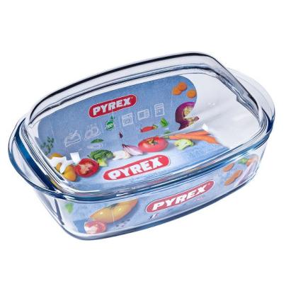 Vas termorezistent Pyrex Essentials cu capac, 4,5 L, sticlă borosilicată