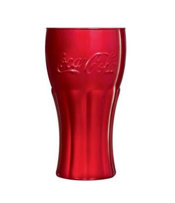 Pahar din sticla Coca-Cola rosu 370 ml, Luminarc, cu logo in relief
