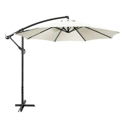 Umbrelă de grădină reglabilă 300 cm, impermeabilă, cu manivelă și cadru din oțel, albă