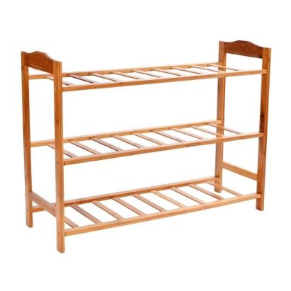 Raft pentru pantofi din bambus, 3 niveluri, 68 x 47 x 23 cm, natur
