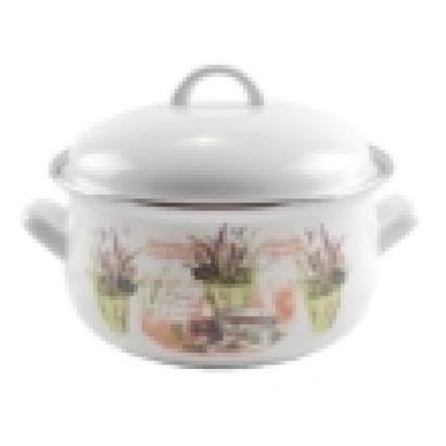 Oală emailată Lavanda 2,4L cu capac din sticlă, pentru toate plitele