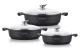 Set 3 tigai Royalty Line cu invelis de marmura si capace, 26/30/32 cm