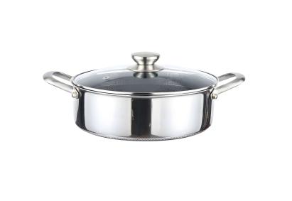 Caserolă joasă din oțel inoxidabil 28 cm, 4 L, cu capac din sticlă