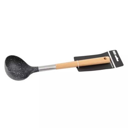 Polonic cu mâner de lemn 33 cm, cap din plastic, ușor și comod