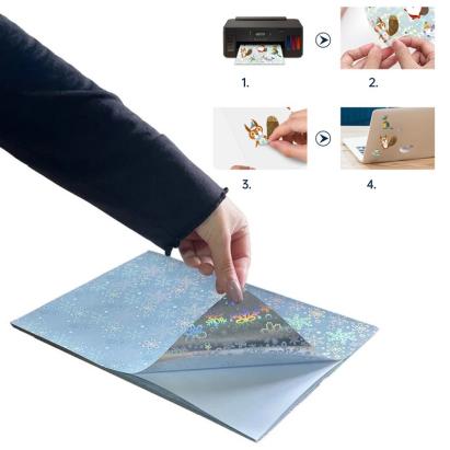 Folie autocolantă printabilă inkjet Snowflake A4, argintie, set 20 coli