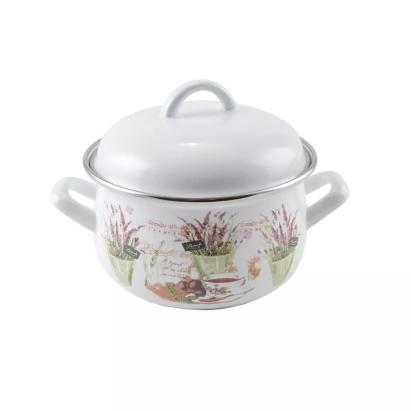 Oală emailată cu capac 16 cm, 1,8 L, model lavandă – Perfect Home