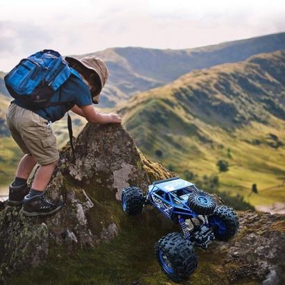 Mașină cu telecomandă Rock Rover 4WD impermeabilă, off-road 1:12, albastră