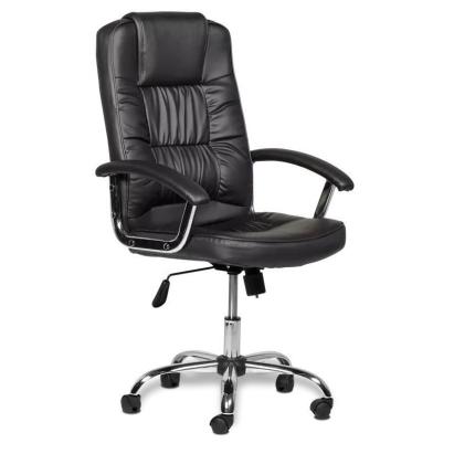 Scaun ergonomic directorial negru din piele ecologică, rotativ 360°, 150 kg