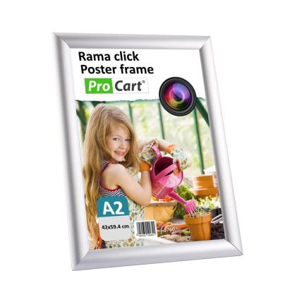 Rama click A2 din aluminiu pentru afise, montaj pe perete, culoare gri