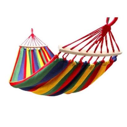Hamac dublu multicolor cu tije din lemn, 150x200 cm, sustine 200 kg
