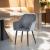 Scaun dining tip fotoliu din catifea gri, cu cadru metalic si spatar ergonomic, 83 cm