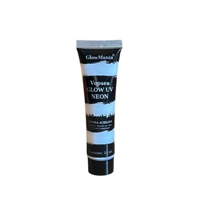 Vopsea UV neon albă pentru corp GlowMania, 25 ml, glow la lumină neagră