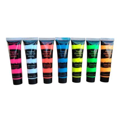 Set vopsea UV neon glow 7 culori pentru fata si corp, 25 ml/culoare