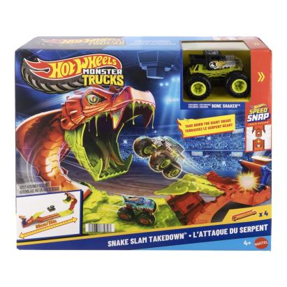 HOT WHEELS MONSTER TRUCK SET DE JOACA PISTA INVINGE SARPELE URIAS CU MASINUTA BONE SHAKER INCLUSA SuperHeroes ToysZone