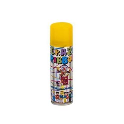 Spray confetti Crazzy Ribbon galben cu panglici, pentru petreceri si evenimente