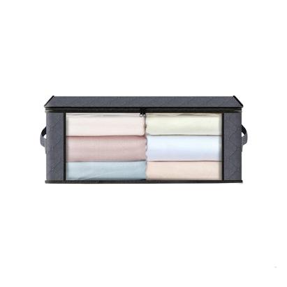 Organizator textil pentru haine 35L, cu fereastra transparenta si manere, 50x35x20 cm