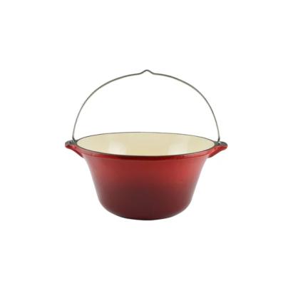 Ceaun din fontă emailată 22 L, 48 cm, pentru gătit la foc deschis